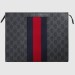 Gucci Black GG Supreme Web Portfolio Pouch