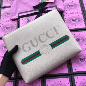 Gucci White Print Leather Medium Portfolio