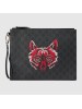 Gucci Wolf Print GG Supreme Portfolio Pouch