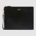 Gucci Black Leather Portfolio Pouch With Gucci Logo