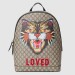 Gucci Angry Cat Print GG Supreme Backpack