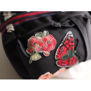 Gucci Black Techno Backpack With Embroidery