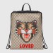 Gucci Angry Cat Soft GG Supreme Drawstring Backpack