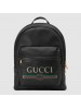 Gucci Black Print Leather Logo Backpack