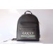 Gucci Black Print Leather Logo Backpack