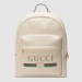 Gucci White Print Leather Logo Backpack