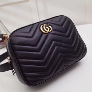 Gucci Black GG Marmont Matelasse Belt Bag