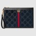 Gucci Blue GG Velvet Portfolio Pouch Bag