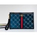 Gucci Blue GG Velvet Portfolio Pouch Bag