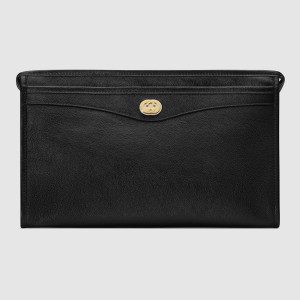 Gucci Black Portfolio Pouch Bag With Interlocking G