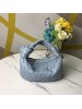 Bottega Veneta Mini BV Jodie Bag In Light Blue Woven Leather