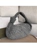 Bottega Veneta Large BV Jodie Bag In Grey Woven Suede