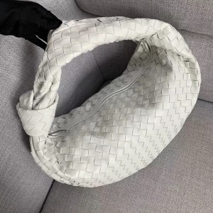 Bottega Veneta Large BV Jodie Bag In White Woven Leather