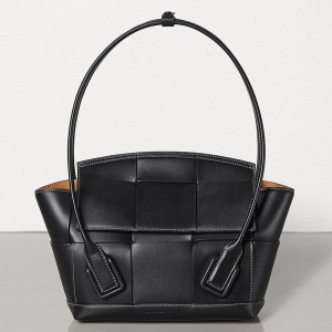 Bottega Veneta Arco 33 Intrecciato Bag In Black Calfskin