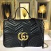 Gucci Black GG Marmont Medium Top Handle Bag