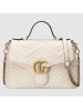 Gucci White GG Marmont Small Shoulder Bag With Handle