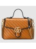 Gucci GG Marmont Small Top Handle Bag In Cognac Diagonal Leather