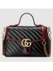Gucci GG Marmont Small Top Handle Bag In Black Diagonal Leather