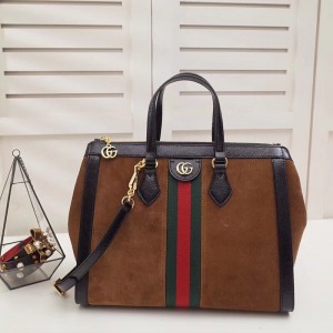 Gucci Brown Ophidia Medium Top Handle Bag