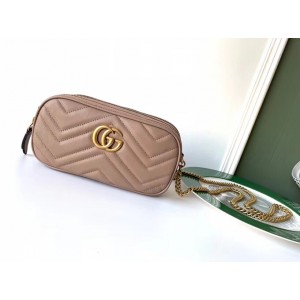 Gucci GG Marmont Mini Chain Bag In Dusty Pink Leather