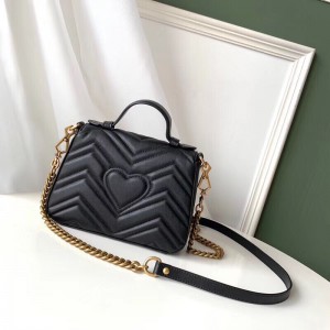 Gucci GG Marmont Mini Top Handle Bag In Black Leather