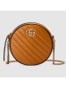 Gucci GG Marmont Mini Round Bag In Cognac Diagonal Leather