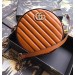 Gucci GG Marmont Mini Round Bag In Cognac Diagonal Leather