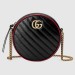 Gucci GG Marmont Mini Round Bag In Black Diagonal Leather