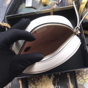 Gucci White GG Marmont Mini Round Shoulder Bag