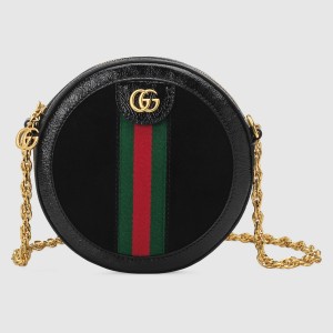 Gucci Black Ophidia Mini Round Shoulder Bag