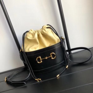 Gucci 1955 Horsebit Bucket Bag In Black Calfskin