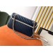 Gucci GG Marmont Small Shoulder Bag In Blue Diagonal Leather