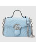 Gucci GG Marmont Mini Top Handle Bag In Pastel Blue Leather