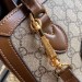 Gucci 1955 Horsebit Small Top Handle Bag In GG Supreme With Brown Trim