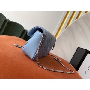 Gucci Pastel Blue GG Marmont Matelasse Super Mini Bag