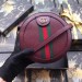 Gucci Bordeaux Calfskin Ophidia Mini Round Shoulder Bag