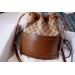 Gucci 1955 Horsebit Bucket Bag In GG canvas With Brown Calfskin