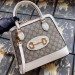 Gucci 1955 Horsebit Small Top Handle Bag In GG Supreme With White Trim