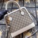 Gucci 1955 Horsebit Small Top Handle Bag In GG Supreme With White Trim
