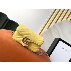 Gucci Pastel Yellow GG Marmont Matelasse Super Mini Bag