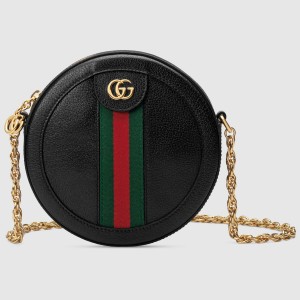 Gucci Black Calfskin Ophidia Mini Round Shoulder Bag