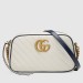 Gucci GG Marmont Small Camera Bag In White Diagonal Leather