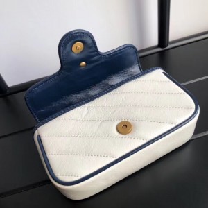 Gucci GG Marmont Super Mini Bag In White Diagonal Leather