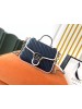 Gucci GG Marmont Mini Top Handle Bag In Blue Diagonal Leather