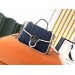 Gucci GG Marmont Mini Top Handle Bag In Blue Diagonal Leather