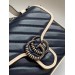 Gucci GG Marmont Mini Top Handle Bag In Blue Diagonal Leather