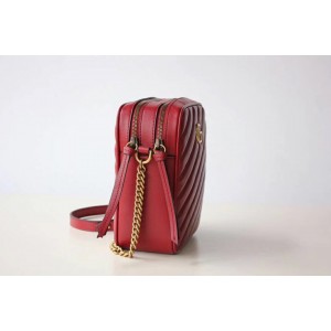 Gucci Red Mini GG Marmont Shoulder Bag