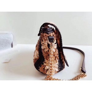 Gucci GG Marmont Raffia Black Small Shoulder Bag