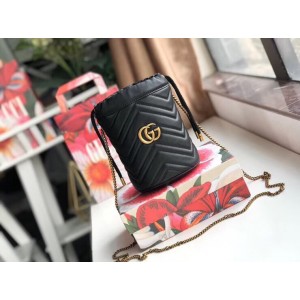 Gucci GG Marmont Mini Bucket Bag In Black Matelasse Leather