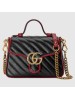 Gucci GG Marmont Mini Top Handle Bag In Black Diagonal Leather